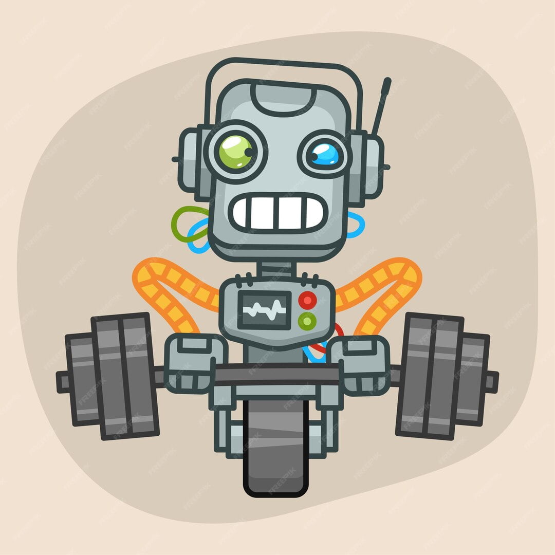 vector illustration robot picks up heavy barbell format eps 10 481160 1268